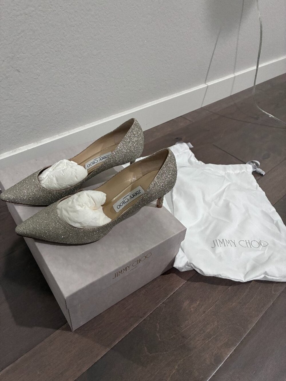 Jimmy Choo Romy 60 Platnium Ice Dusty Glitter